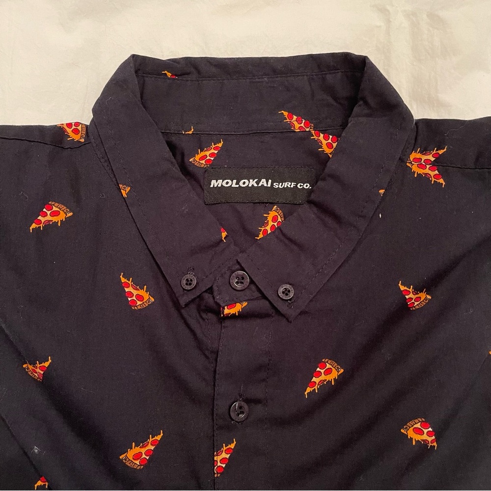 Molokai Surf Co. Pizza Print Button Down - image 4